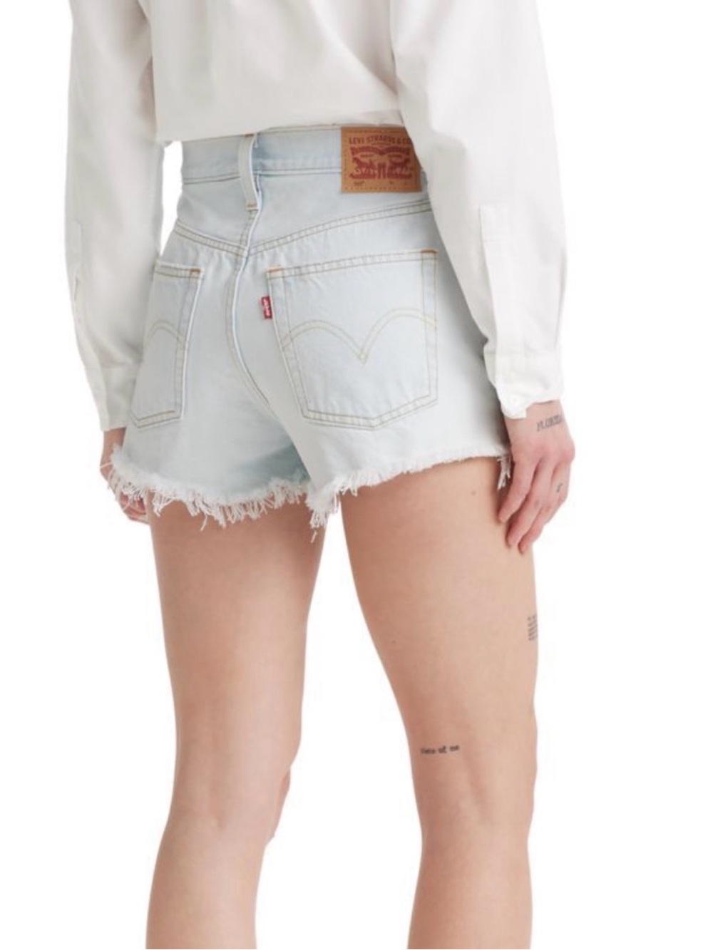 Levi's 501 Original Distressed Denim Cutoff Shorts - light blue wash
